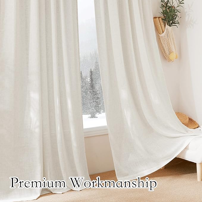 RYB HOME Linen Semi Sheer Curtains - Image 5
