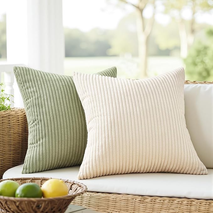 Topfinel Green White Spring Pillow Covers 22x22 Inch Set of 4 Boho Nordic - Image 2