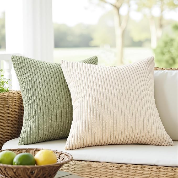 Topfinel 20x20 Pillow Covers Set of 4 Mordern Nordic Green White Throw Pillow - Image 3