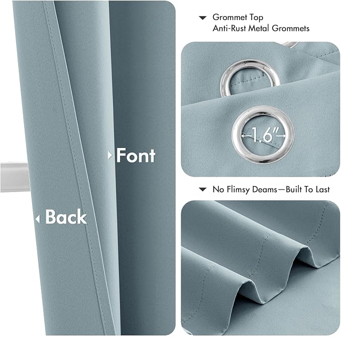 MIULEE Blackout Curtains for Bedroom 2 Panels 40 x 63 Inch Long Slate Blue | - Image 4