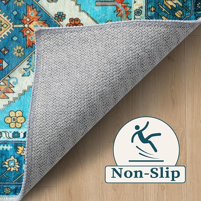 SERISSA 5ft Washable Non Slip Round Boho Area Rug - Image 4