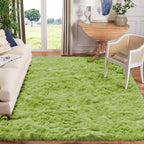 Goolela Lime Green Area Rug 8x10 Fluffy Fuzzy Furry Rug - Image 2