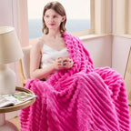 NEWCOSPLAY Fleece Ribbed Cozy Throw Blanket - Image 2