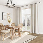 Beige White 100% Blackout Linen Curtains 72 Inch Length 2 Panels Set - Image 8