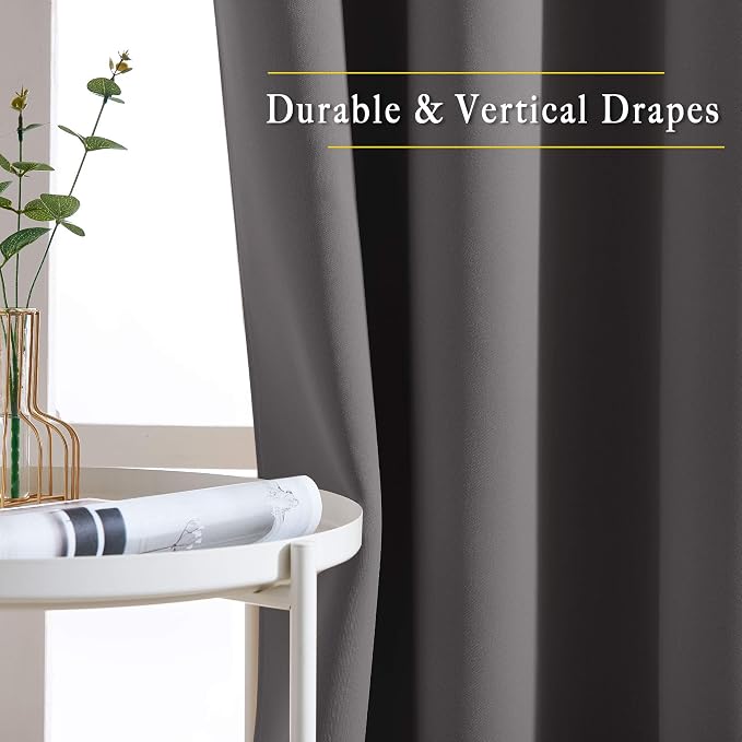 NICETOWN Grey Blackout Curtains 108 inches Long - Image 4