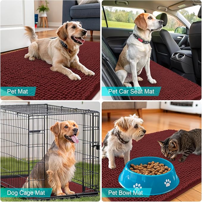 OLANLY Dog Door Mat for Muddy Paws 59x32, Super Absorbent Chenille Mud Mat | - Image 7