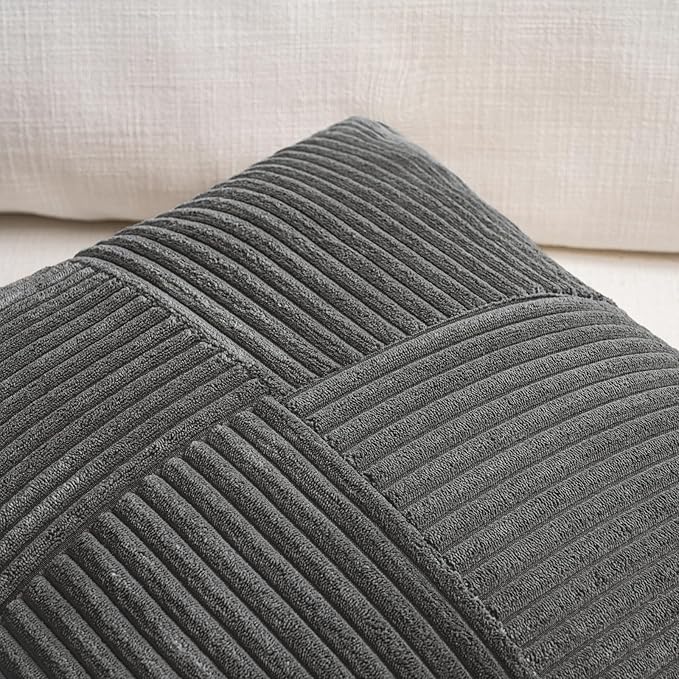 Fancy Homi 2 Packs Dark Gray Lumbar Decorative Throw Pillow Covers 14x24 Inch - Image 3