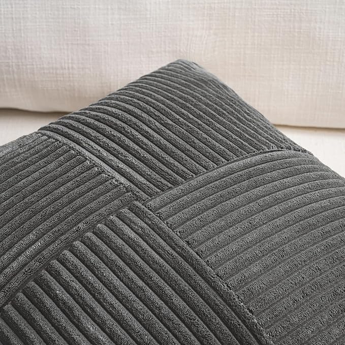 Fancy Homi 2 Packs Dark Gray Decorative Throw Pillow Covers 20x20 Inch - Image 3