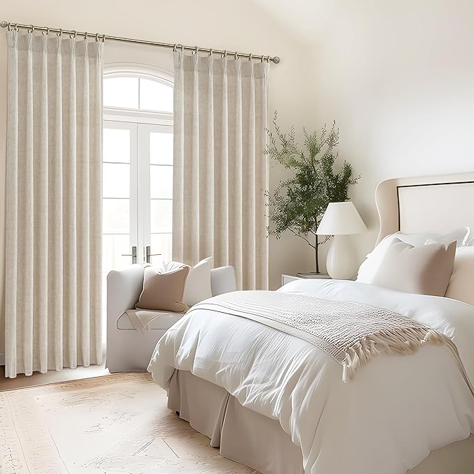 Extra Long 132 Inch Pinch Pleated Natural Linen Curtains - Image 6
