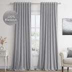 Grey 100% Blackout Curtains 96 Inch Length 2 Panels Set by Guken