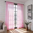 SpaceDresser Check Sheer Curtains 108 Inches 2 Panels Set, Rod Pocket Plaid - Image 4