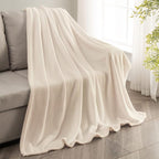 BEDELITE Fleece Blanket Soft Plush Twin Size Blanket Beige 60"x80" | Ultra Soft - Image 8