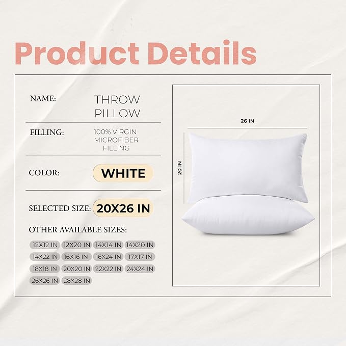 Utopia Bedding 20x26 Pillow Inserts, 2 Pack | Indoor cushion inserts - Image 8