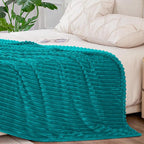 BEDELITE Ribbed Jacquard Ocean Blue King Size Blankets - Image 6