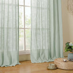 Short Linen Window Curtains 30 Inches Long 2 Panels 34 x 30 Inch | Light Sage - Image 9