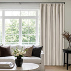 60 Inch Wide Pinch Pleated 100% Blackout Curtains 84 Inches Long, Natural | by Twodrapes