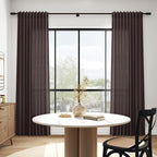 Cocoa Coffee Linen Blend Light Filtering Back Tab Curtains 108 Inches Long - Image 6