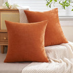 MIULEE Halloween Fall Burnt Orange Chenille Couch Pillow Covers, 16x16 | Set of - Image 4