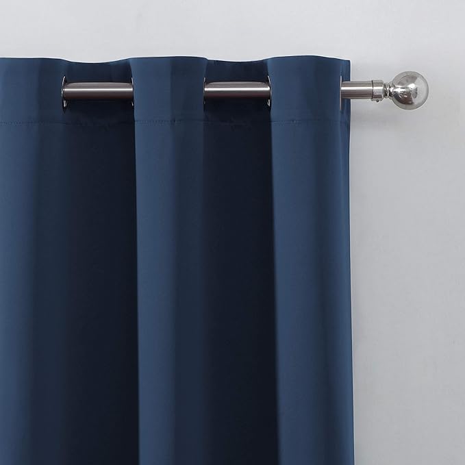 Navy Blue Blackout Curtains 34 x 54 Inch Length/Set of 2 Curtain Panels/Thermal - Image 7