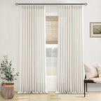 Natural Pinch Pleated Linen Curtains 112 Inches Long 2 Panels Set | Memory - Image 8