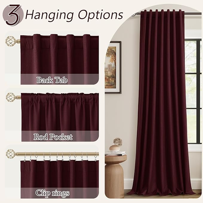 100% Blackout Curtains 90 Inch Length 2 Panels Set - Image 6