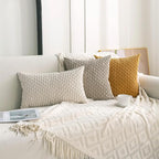 Set of 4 Neutral Decorative Throw Pillow Covers 22x22 Inch Corduroy Pillow - Image 3