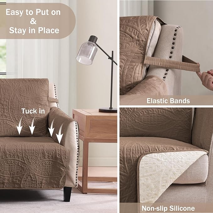Quilted Grand Sofa Covers Washable, Couch Cover - Image 4