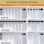 MYSKY HOME White Curtains 80 Inch Length 2 Panels Set, Semi Sheer Cotton Blend - Image 3