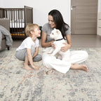 2x3 Washable Entryway Rug: Modern Abstract Indoor Soft Carpet Taupe | - Image 2