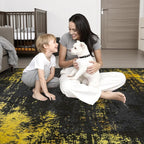 5x8 Area Rug Living Room: Modern Washable Soft Carpet Black Gold | - Image 8