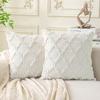 Set of 2 Soft Moroccan Throw Pillow Covers 16x16 Inch Plush Boho Decorative by Cozoomy