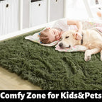 Amdrebio Olive Green Large Fuzzy Furry Area Rug 6x9 - Image 2