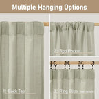 40 Inch Length Linen Curtains for Small Windows Over Silk 2 Panels | Semi Sheer - Image 3