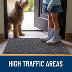 OLANLY Front Door Mat Outside 47x23, All-Season Absorbent Rubber Doormat | Grey - Image 8