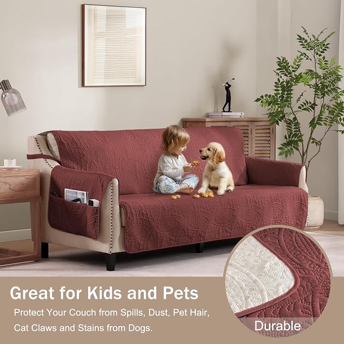 Soft Quilted Couch Cover with Pockets - Image 8