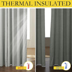 NICETOWN Grey Complete 100% Blackout Curtain Set, 52W x 45L, Thermal Insulated - Image 4