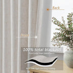 100% Black Out Light Beige Linen Curtains 90 Inch Long - Image 4