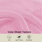 Pink Kitchen Curtains 30 Inch Length Tier 2 PCS, Solid Soft Airy Half Curtains - Image 3