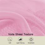 Pink Sheer Curtains for Bedroom Living Room 45 Inch Length 2 Panels, Soft Airy - Image 3