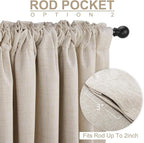 Linen Textured Total Blackout Sliding Door Curtains 108 Inches Long, Cream | - Image 4