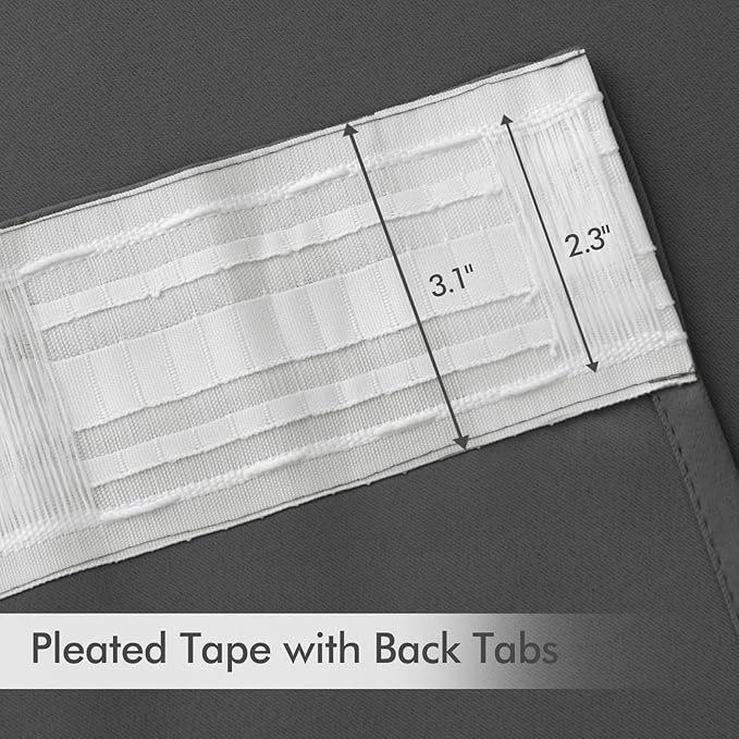 MIULEE Grey Back Tab Blackout Curtains 52x96 Inch Long 2 Panels Set | Rod - Image 4
