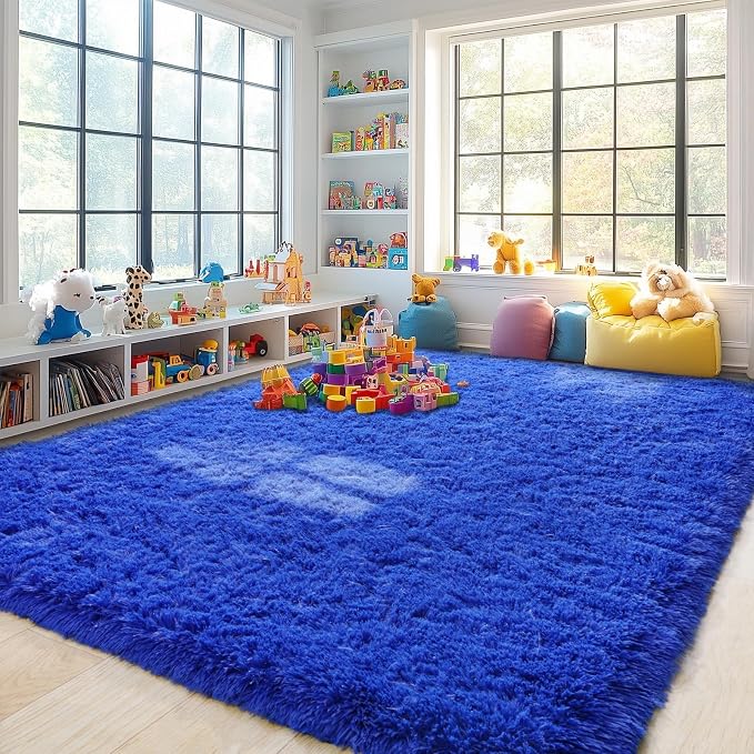 Pionblank Large Rug for Living Room 6x9, Modern Shag Area Rug, Royal Blue | - Image 2