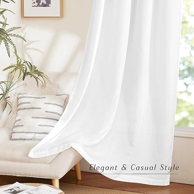 NICETOWN White Window Curtains 63 inches Long, Grommet Linen Blend Drapes - Image 5