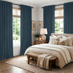 MIULEE 100% Blackout Linen Curtains 42 x 84 Inch Navy Blue 2 Panels | Thermal - Image 8