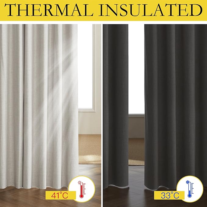 NICETOWN 100% Blackout Linen Curtains - Image 6