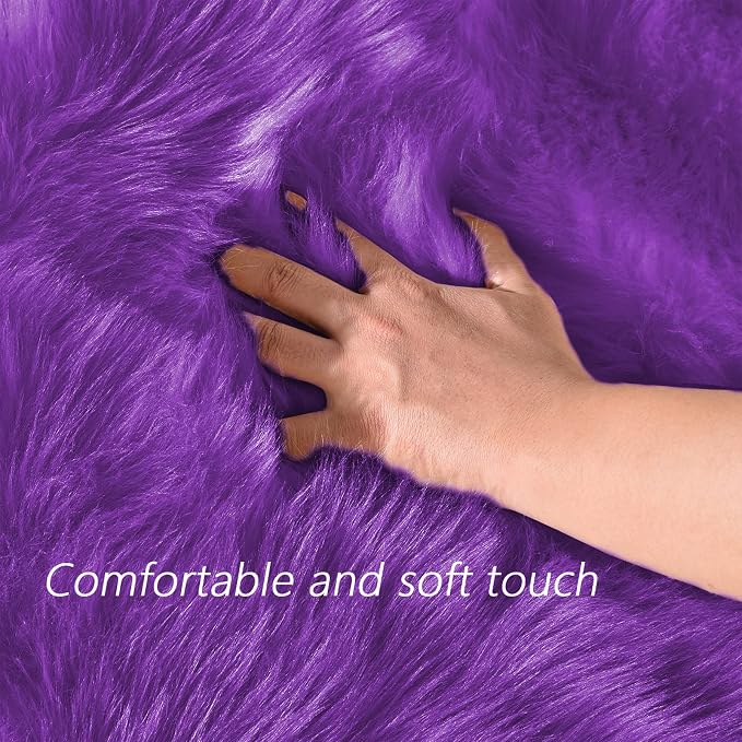 Latepis 8x10 Area Rugs for Living Room Fluffy Bedroom Purple Washable Faux Fur - Image 4