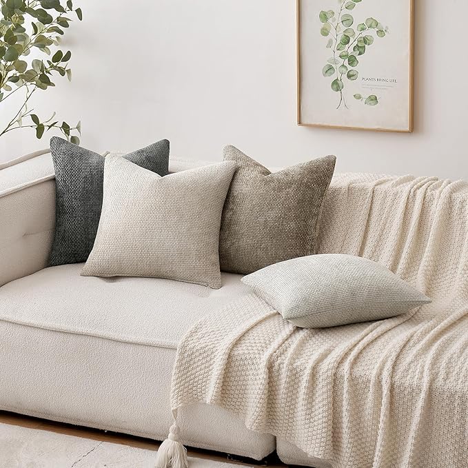 MIULEE Decorative Couch Throw Pillow Covers 18x18 Inch Grey-White 2 Pack | - Image 3