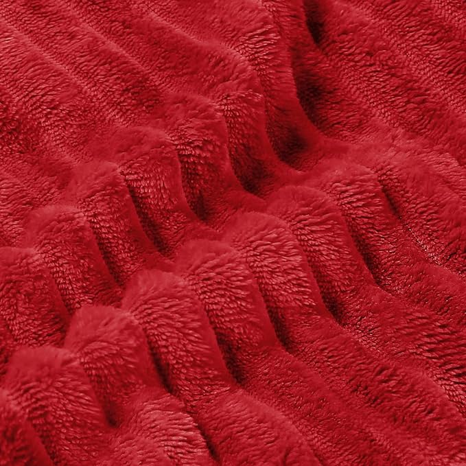 BEDELITE 3D Ribbed Jacquard Red King Size Blankets - Image 4