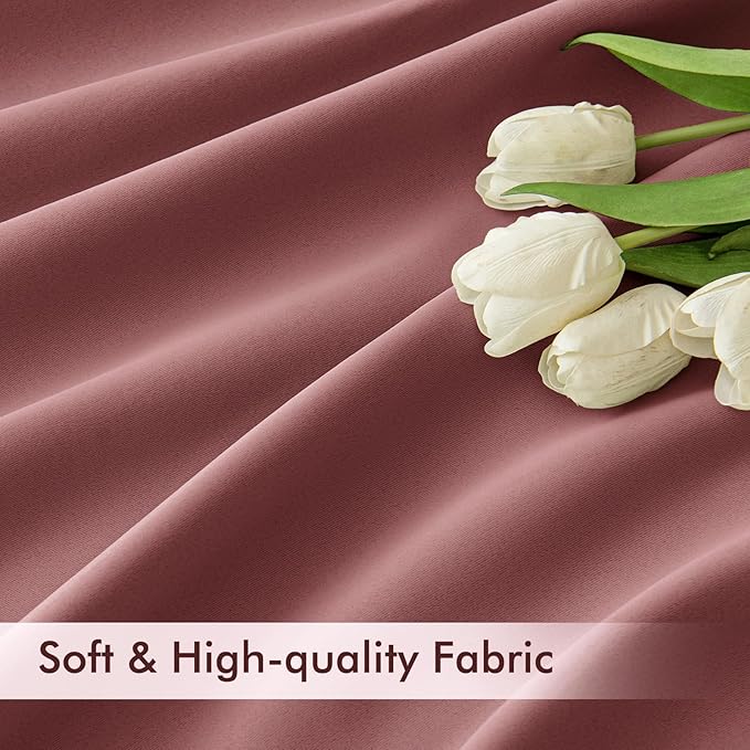 MIULEE Dusty Rose Back Tab Blackout Curtains 52x63 Inches Long 2 Panels Set | - Image 6