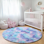 Rainbow Round Area Rugs 6ft, Fluffy Soft Bedroom Circle Rug - Image 7